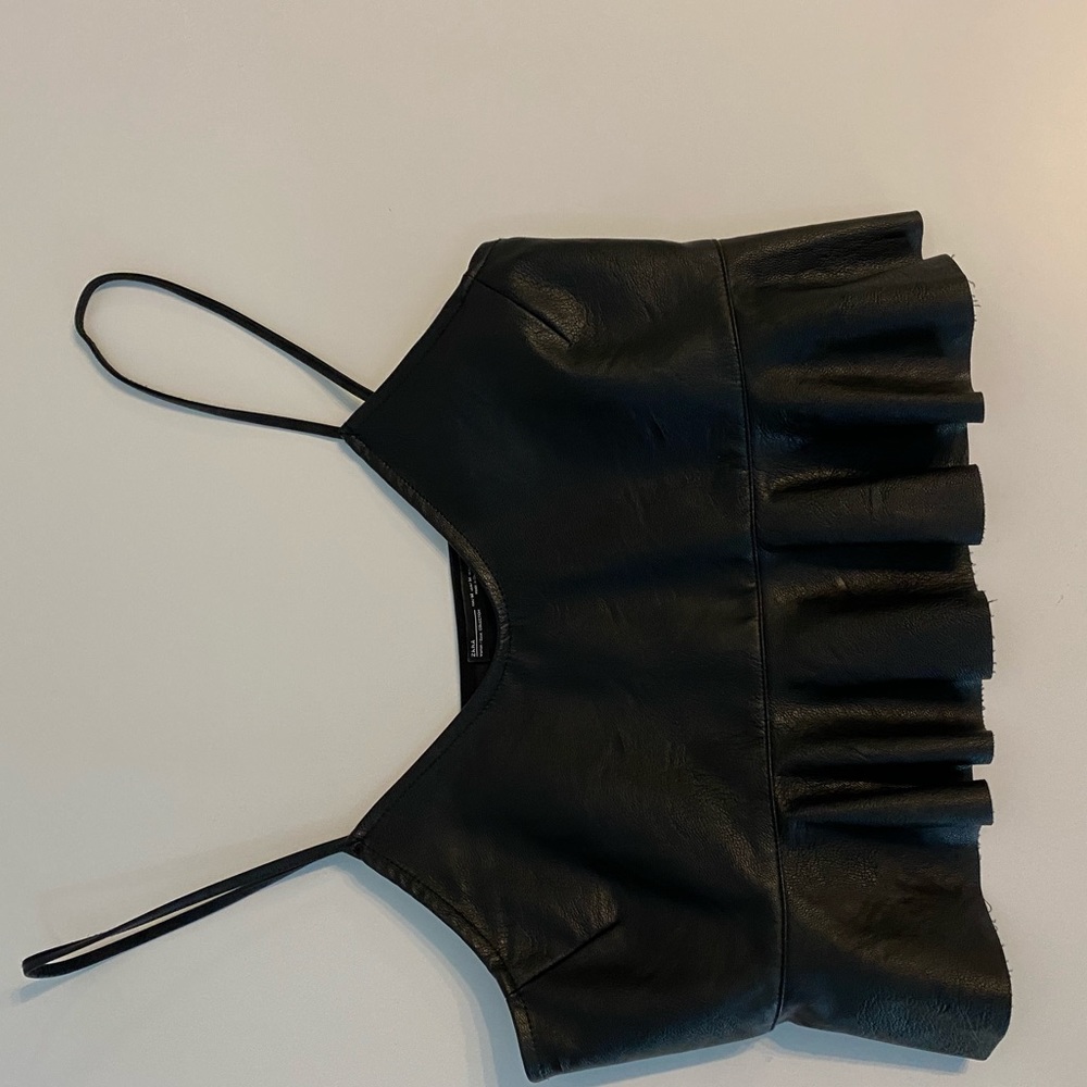 Zara leather crop tank